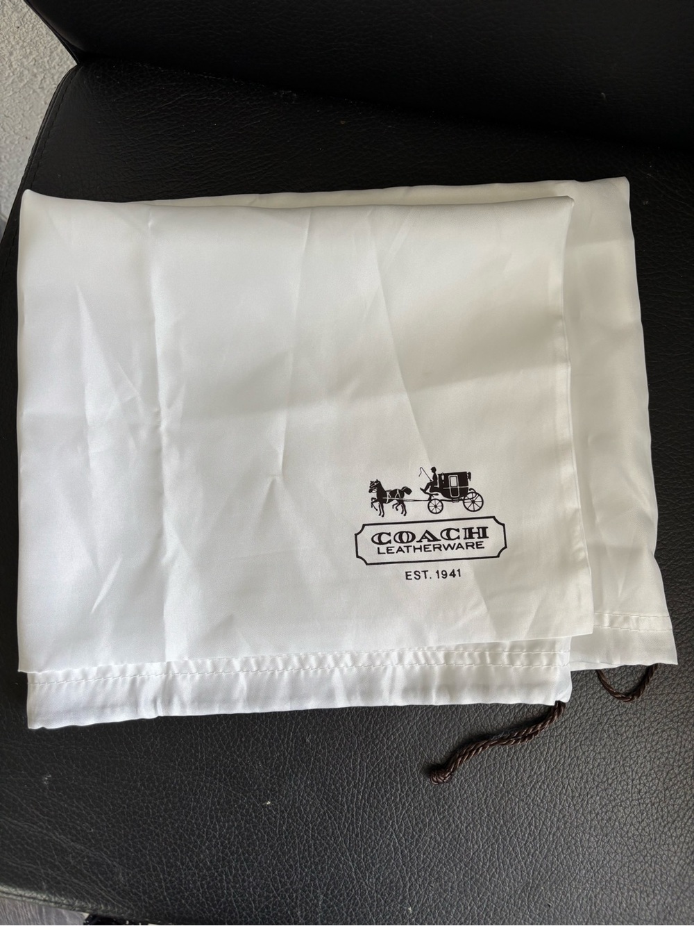 Coach White Dust Bag with Black Logo